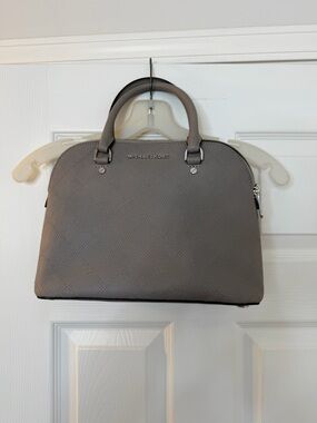 Michael Kors Quilted Gray Dome Satchel with Top Handles